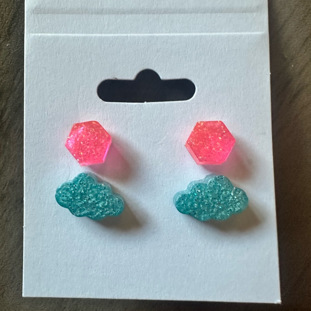 Glittery Pink and Blue Earrings